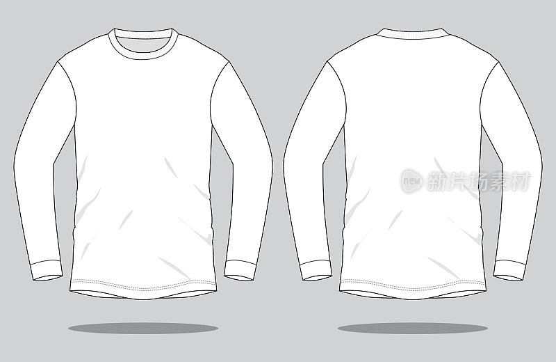 Long Sleeve White T-Shirt Vector for Template